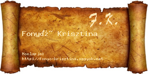 Fonyó Krisztina névjegykártya